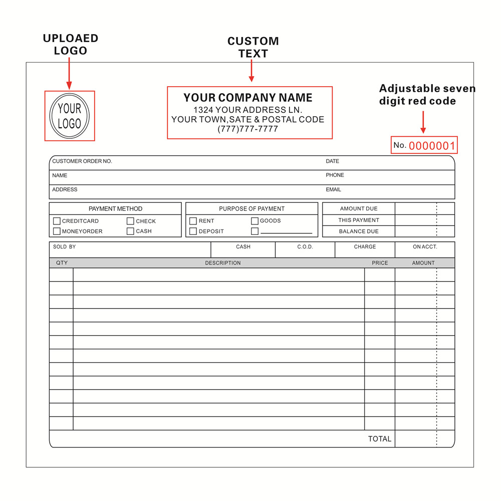 Carbon Copy Book - two books can invoice customized cash
