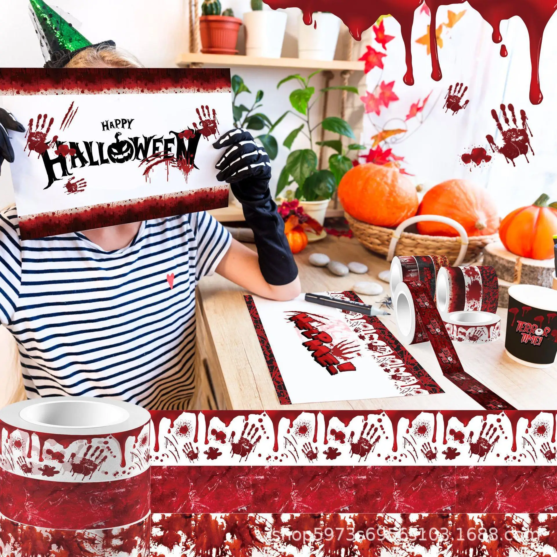 Halloween Bloody Hand Bleeding - Washi Tape Set ulasan dan harga