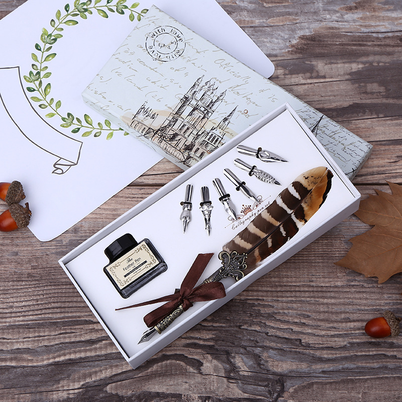 Retro Feather Dip Pen Writing  - Self Inking Stamp ulasan dan harga