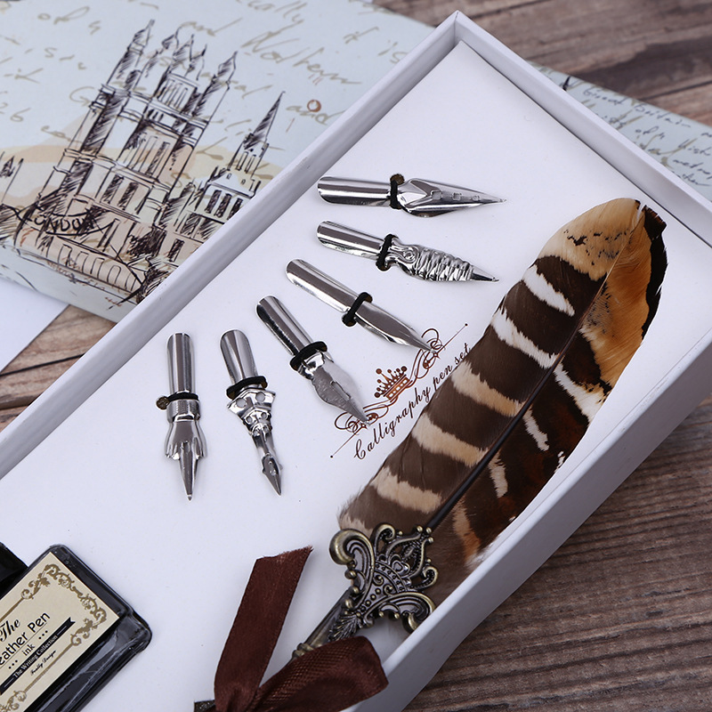 Retro Feather Dip Pen Writing  - Self Inking Stamp ulasan dan harga